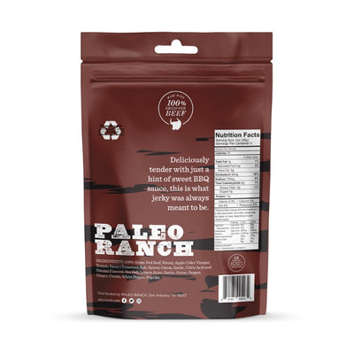 BBQ Jerky, Paloe Ranch BBQ Beef Jerky Back of Package, BBQ Beef Jerky Nutritional Facts